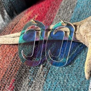 Unique Handmade Iridescent Oval Earrings